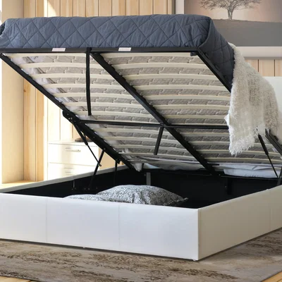 The Range Bilancio Storage Bed White Faux Leather - White / Single