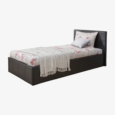 The Range End Lift Ottoman Bed   - Black PU / Single