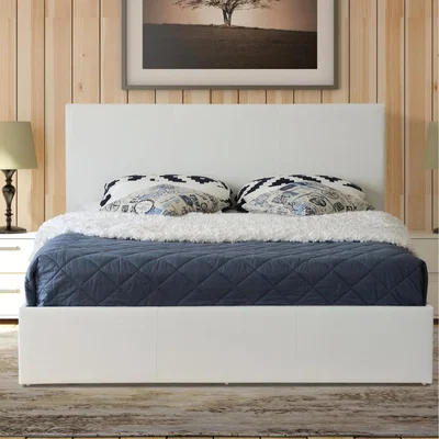 The Range Faux Leather Ottoman Storage Bed - White / Single