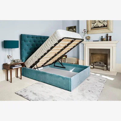 Sofa.com Rosalie 150cm Single Ottoman Bed in Wishing Well Organic Smart Cotton