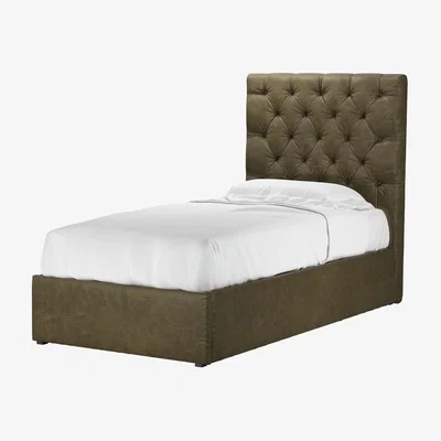 Sofa.com Rosalie 130cm Single Ottoman Bed in Dark Moss Antique Leather - sofa.com