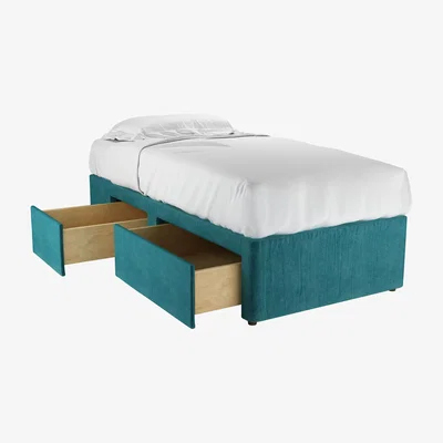 Sofa.com LHF Single Continental Drawer Divan Base in Neptune Smart Velvet - sofa.com