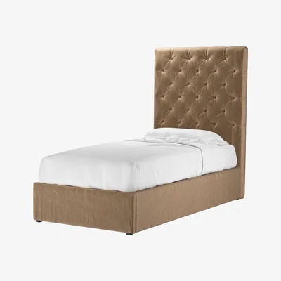 Sofa.com Rosalie 150cm Single Ottoman Bed in Spiced Latte Cotton Matt Velvet - sofa.com