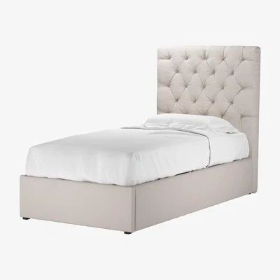 Sofa.com Rosalie 130cm Single Ottoman Bed in Taupe Brushed Linen Cotton - sofa.com
