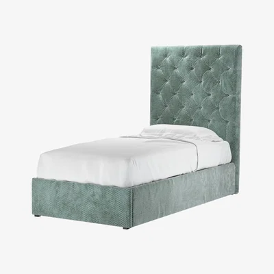 Sofa.com Rosalie 150cm Single Ottoman Bed in Peppermint Bubble Velvet - sofa.com