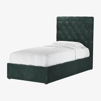 Sofa.com Rosalie 130cm Single Ottoman Bed in Smokey Green Cashmere Velvet - sofa.com
