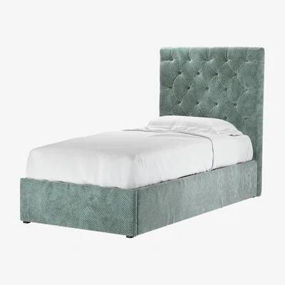 Sofa.com Rosalie 130cm Single Ottoman Bed in Peppermint Bubble Velvet - sofa.com