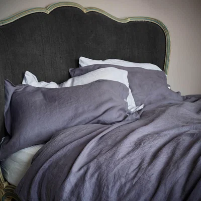 Graham & Green Oslo Pewter Linen Super King Size Duvet Cover