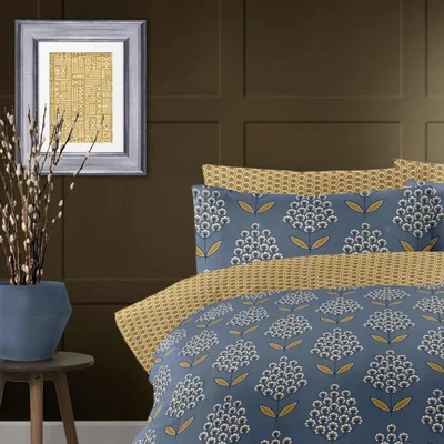 The Range Christine Duvet Set - Blue/Ochre / 1.35kg / King