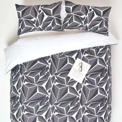 The Range Illusion Printed Duvet Covet Set with Pillowcase - Black / King