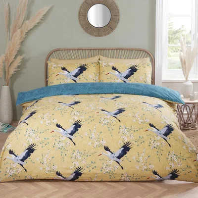 The Range Cranes Microfibre Duvet Set - Ochre / King