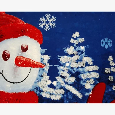 The Range Shimmering Glitter Snowman Panel Duvet Set - Blue / King