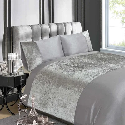 The Range Velvet Duvet Set - Silver / King