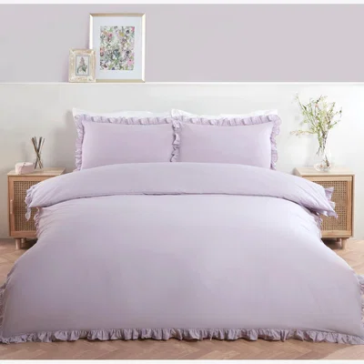 The Range Amelie Ruffle Duvet and Pillowcase Set - Lilac / King