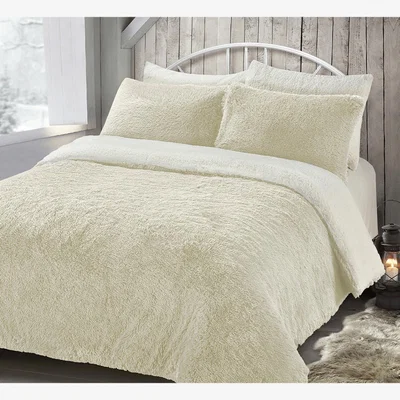 The Range Alaska Cream Thermal Plush Fluffy Faux Fur Duvet Set - Cream / King