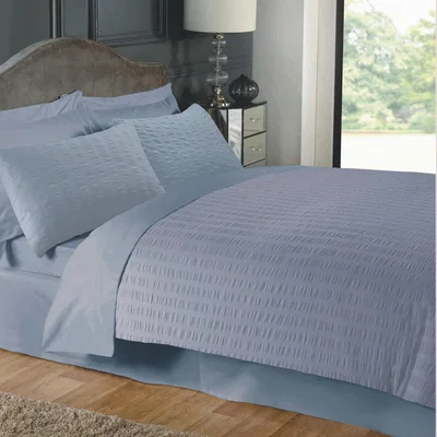The Range Seersucker Grey Duvet Set - Grey / King