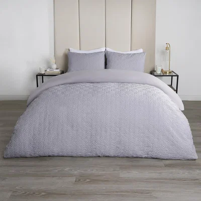 The Range Geometric Embossed Duvet Set - Grey / King