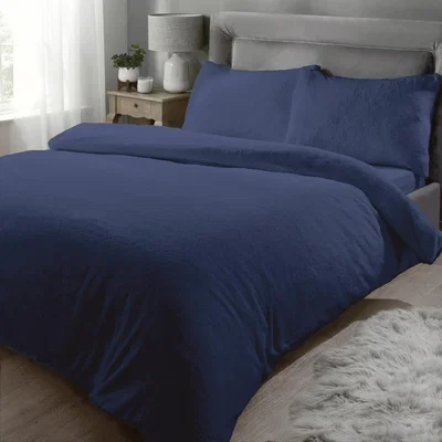 The Range Teddy Fleece Duvet Covet Set - Navy / King