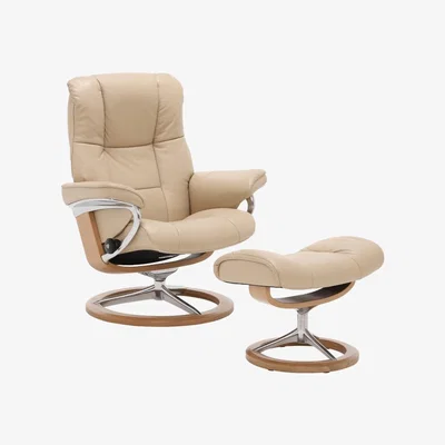 Barker and Stonehouse Stressless Mayfair Signature Chair &amp; Stool, Paloma Vanilla &amp; Oak