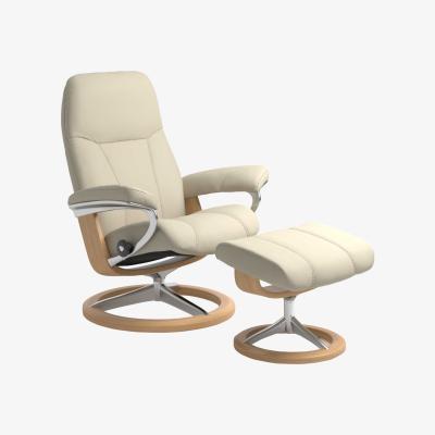 Barker and Stonehouse Stressless Consul Signature Chair &amp; Stool, Choice of Leather