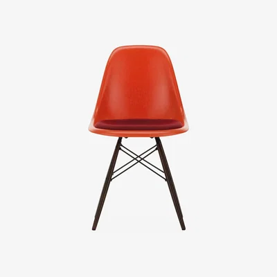 The Conran Shop DSW Plastic Side Chair in Red/Moor Brown, Orange & Dark Maple
