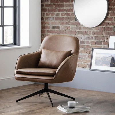 Dunelm Bowery Faux Leather Brown Swivel Chair Brown