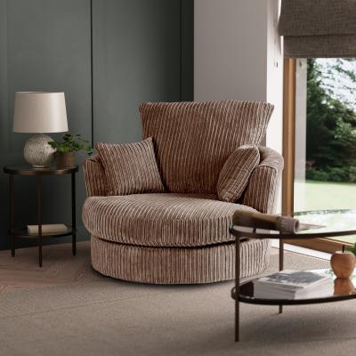 Dunelm Blake Jumbo Cord Swivel Chair Chocolate (Brown)