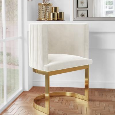 Furniture123 Off White Velvet Dressing Table Chair with Pleated Detail - Zelena