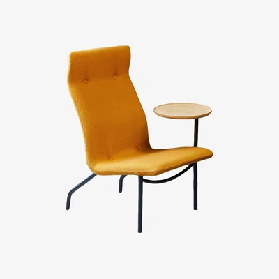Heal's Established & Sons Lucio High Back Chair With Wooden Side Table - Heal's UK Furniture