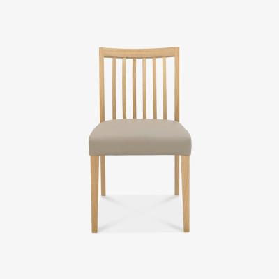 Downtown Brampton Oak Low Slat Back Grey Bonded Leather Chair (Pair)