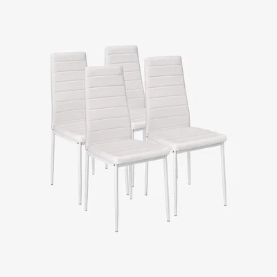 The Range Set of 6 or 4 White Faux Leather Padded Chairs - White / 4