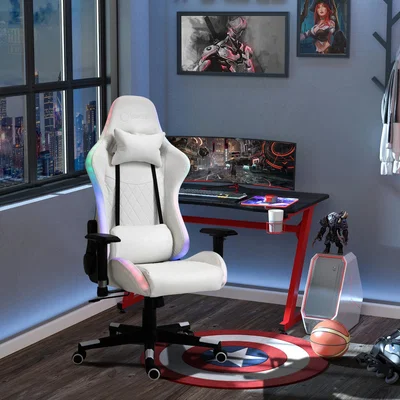 The Range Gaming Chair with RGB LED Light - White