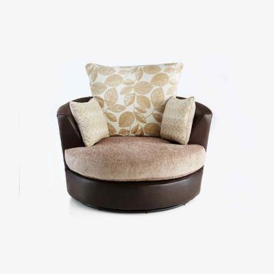 The Range Sturridge Modern Chenille Faux Leather Swivel Chair - Brown