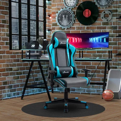 The Range Gaming Chair Swivel Recliner with Headrest Lumbar Support - Blue