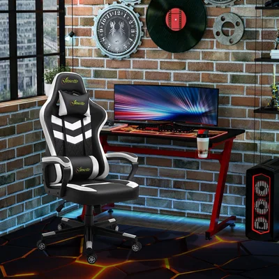 The Range Racing Gaming Chair with Lumbar Support - Black, White