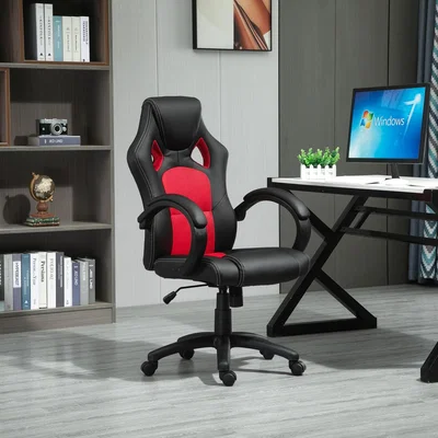 The Range Racing Gaming Chair with Wheels & Swivel - Black & Red