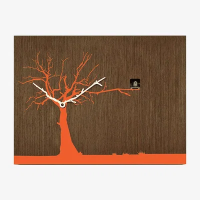 Amara Progetti - Cucuruku Wall Clock - Wenge Wood/Orange
