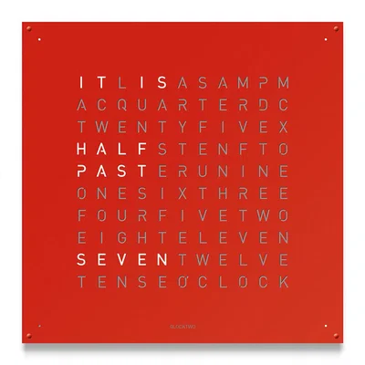 Amara QLOCKTWO - Large Wall Clock - 90x90cm - Red Pepper