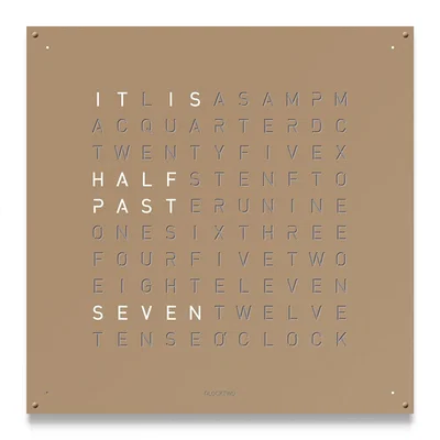 Amara QLOCKTWO - Large Wall Clock - 90x90cm - Hazelnut