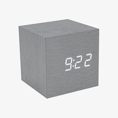 Amara Gingko - Cube Click Clock - Aluminium / White LED