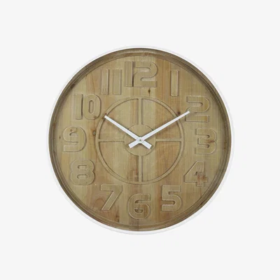 Amara Light & Living - Logan Clock - Wood Brown/White