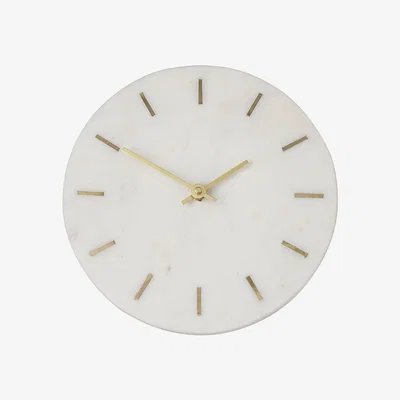 Amara Parlane - Marble Desk Clock - White/Grey