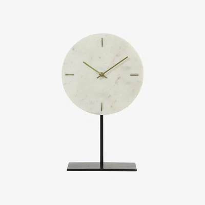 Amara Light & Living - Moreno Marble Clock on Base - White