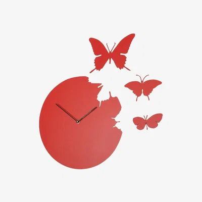 Amara Domeniconi - Large Butterfly Wall Clock - Red