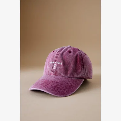 Anthropologie Wine O'Clock Embroidered Baseball Cap