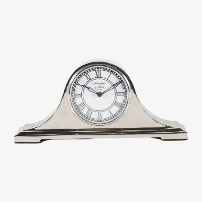 Arighi Bianchi Retro Carriage Mantel Clock in Nickel Finish