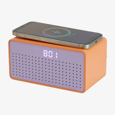 Arighi Bianchi Rise Mix Bluetooth Speaker, Wireless Charger & Alarm Clock, Orange