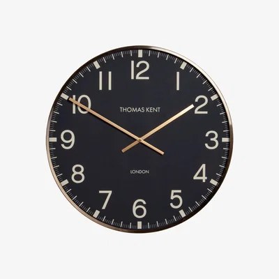 Barker and Stonehouse Black & Brass Rim Wall Clock Metal | Barker & Stonehouse