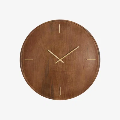 Barker and Stonehouse Mango Wood Clock, Round, Brown | Barker & Stonehouse