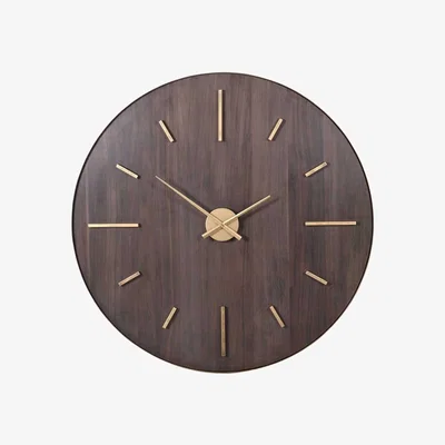 Barker and Stonehouse Large Dark Wood & Gold Clock, Round, Brown | Barker & Stonehouse